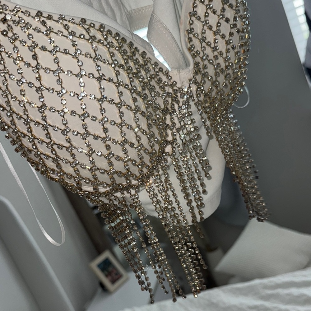 Windsor Silver Rhinestone Crop Top - Picture 7 of 13